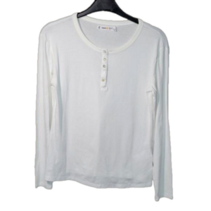 honest by women's secret size 6 white  1/4 button down longsleeve crewneck tee